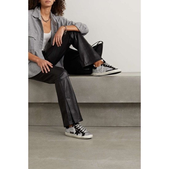 Superstar distressed glittered leather and suede sneakers Superstar distressed glittered leather and suede sneakers