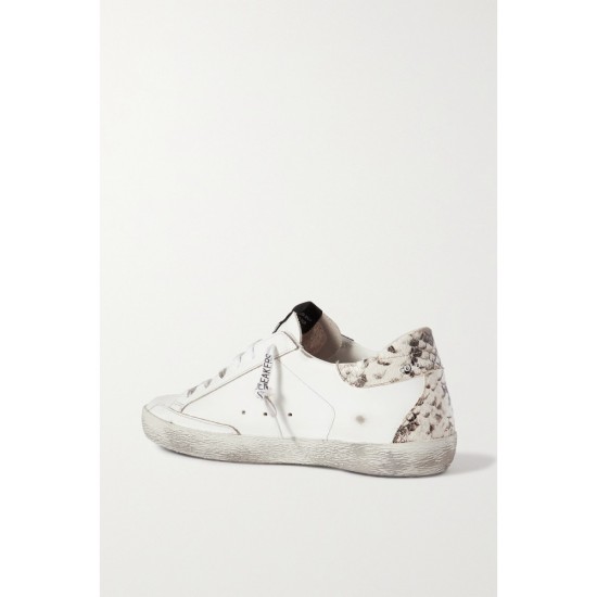 Superstar distressed glittered and python-effect leather sneakers Superstar distressed glittered and python-effect leather sneakers
