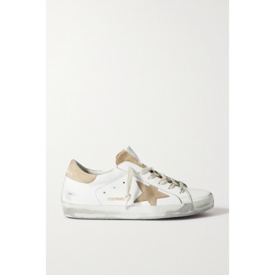 Superstar distressed suede-trimmed leather sneakers Superstar distressed suede-trimmed leather sneakers