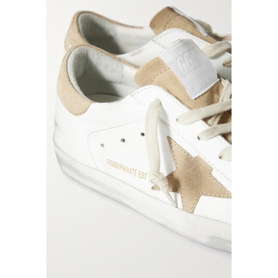 Superstar distressed suede-trimmed leather sneakers Superstar distressed suede-trimmed leather sneakers