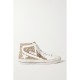 Slide distressed glittered leather high-top sneakers Slide distressed glittered leather high-top sneakers