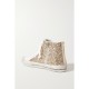 Slide distressed glittered leather high-top sneakers Slide distressed glittered leather high-top sneakers