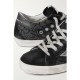 Superstar distressed suede, leather and glittered lace sneakers Superstar distressed suede, leather and glittered lace sneakers
