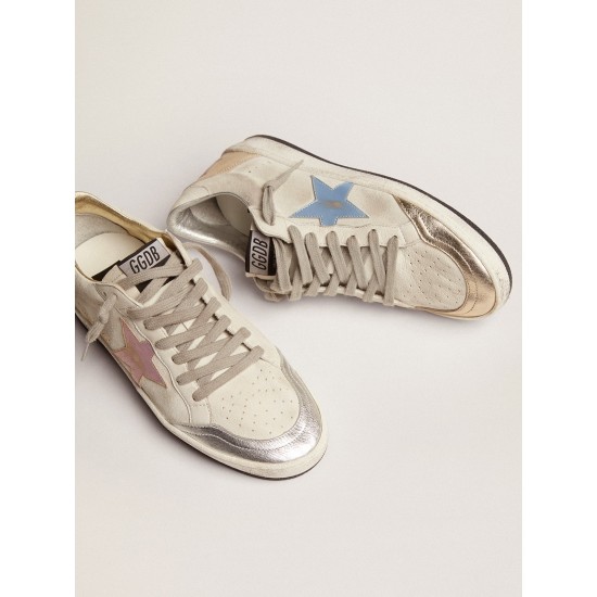 Ball Star in white suede with multicolor inserts Ball Star in white suede with multicolor inserts