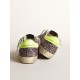Super-Star sneakers in gray and pink glitter with ice-gray suede star and fluorescent yellow leather heel tab Super-Star sneakers in gray and pink glitter with ice-gray suede star and fluorescent yellow leather heel tab