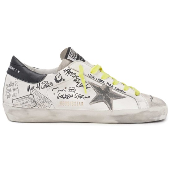 Super Star graffiti fashion sneakers for women's white distressed version Super Star graffiti fashion sneakers for women's white distressed version