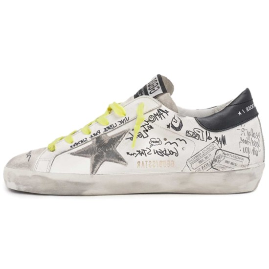 Super Star graffiti fashion sneakers for women's white distressed version Super Star graffiti fashion sneakers for women's white distressed version
