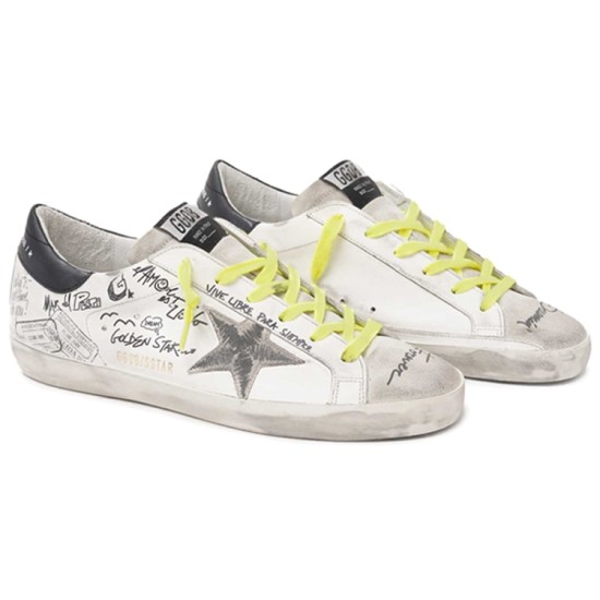 Super Star graffiti fashion sneakers for women's white distressed version Super Star graffiti fashion sneakers for women's white distressed version