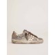 Super-Star sneakers in platinum-colored glitter with star and heel tab in tone-on-tone laminated leather Super-Star sneakers in platinum-colored glitter with star and heel tab in tone-on-tone laminated leather