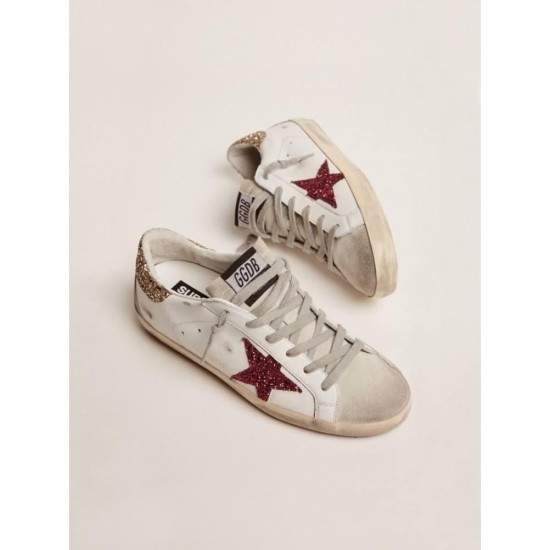 Golden Goose Super-Star Sneakers with Glitter Star and Heel Tab Golden Goose Super-Star Sneakers with Glitter Star and Heel Tab