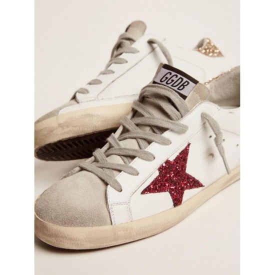 Golden Goose Super-Star Sneakers with Glitter Star and Heel Tab Golden Goose Super-Star Sneakers with Glitter Star and Heel Tab