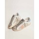 Super-Star LTD sneakers in white leather with mesh insert and silver glitter tongue Super-Star LTD sneakers in white leather with mesh insert and silver glitter tongue
