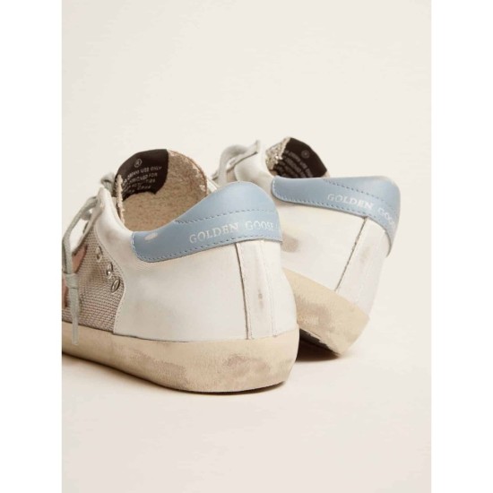Super-Star LTD sneakers in white leather with mesh insert and silver glitter tongue Super-Star LTD sneakers in white leather with mesh insert and silver glitter tongue