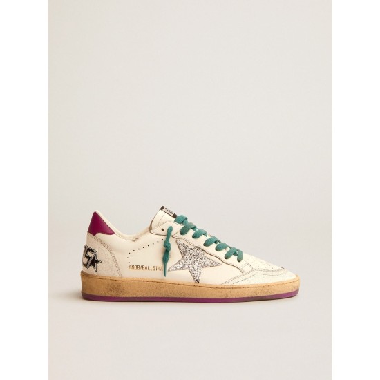 Ball Star LTD sneakers in leather with purple heel tab and silver star Ball Star LTD sneakers in leather with purple heel tab and silver star