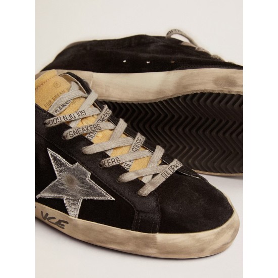 Men's Super-Star in black suede with silver laminated leather star Men's Super-Star in black suede with silver laminated leather star