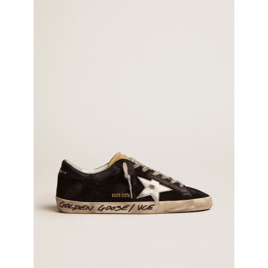 Men's Super-Star in black suede with silver laminated leather star Men's Super-Star in black suede with silver laminated leather star