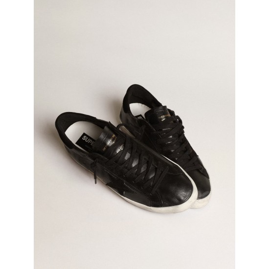 Men's Super-Star in black nappa with black suede star and heel tab Men's Super-Star in black nappa with black suede star and heel tab