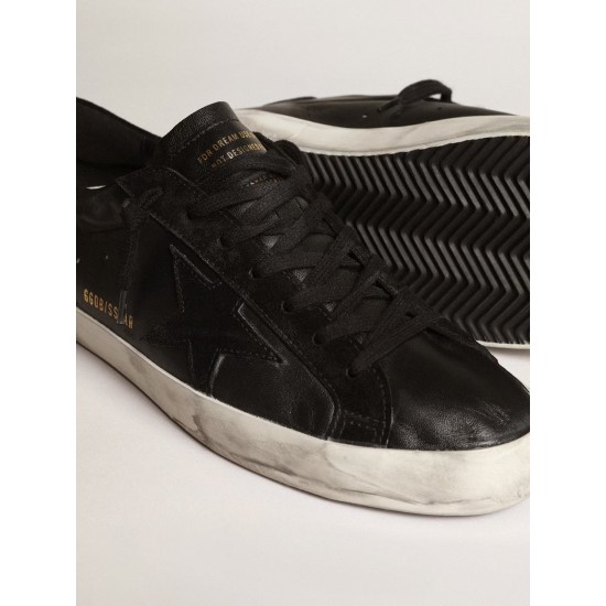 Men's Super-Star in black nappa with black suede star and heel tab Men's Super-Star in black nappa with black suede star and heel tab