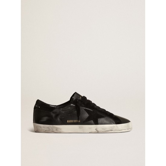 Men's Super-Star in black nappa with black suede star and heel tab Men's Super-Star in black nappa with black suede star and heel tab