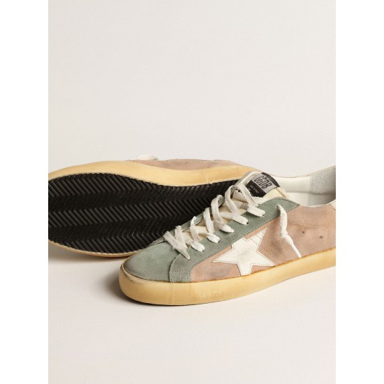 Super-Star in brown and green suede with white nappa leather star Super-Star in brown and green suede with white nappa leather star