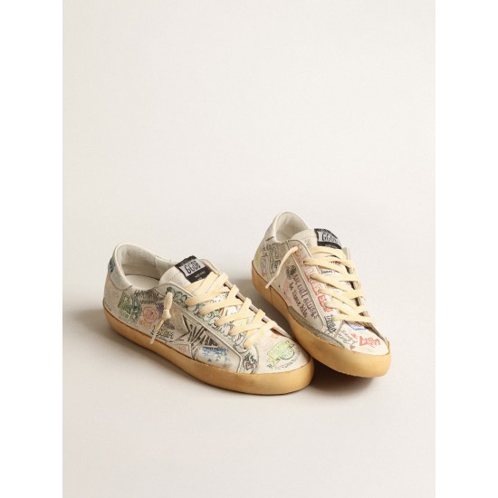 Super-Star in white nappa with all-over multicolor graffiti Super-Star in white nappa with all-over multicolor graffiti