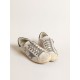 Super-Star in pale silver mesh with light blue suede star Super-Star in pale silver mesh with light blue suede star