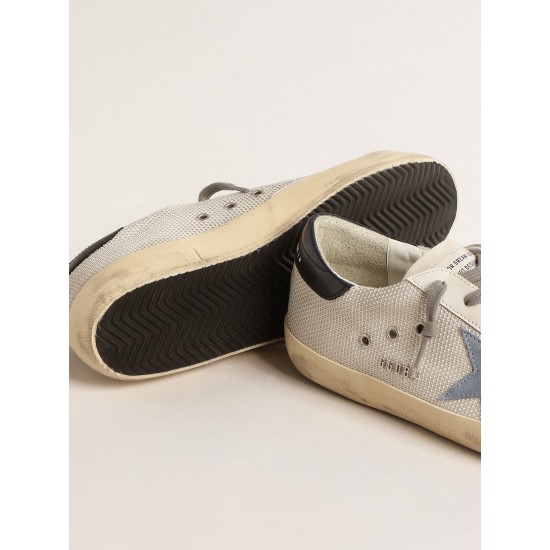 Super-Star in pale silver mesh with light blue suede star Super-Star in pale silver mesh with light blue suede star