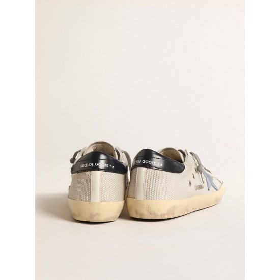 Super-Star in pale silver mesh with light blue suede star Super-Star in pale silver mesh with light blue suede star
