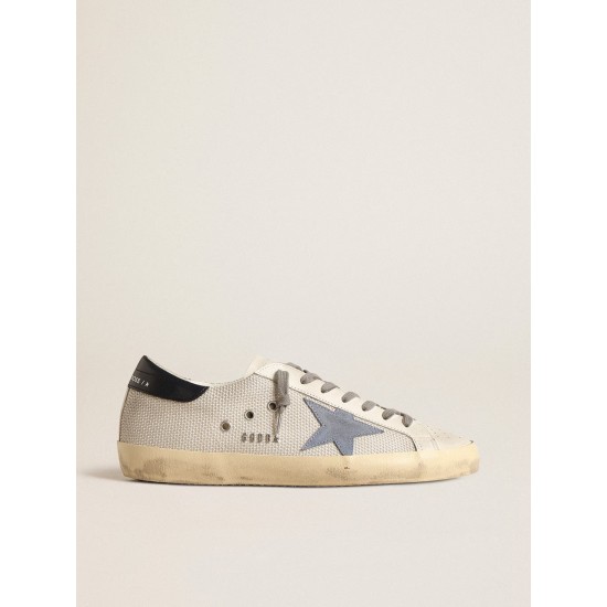 Super-Star in pale silver mesh with light blue suede star Super-Star in pale silver mesh with light blue suede star