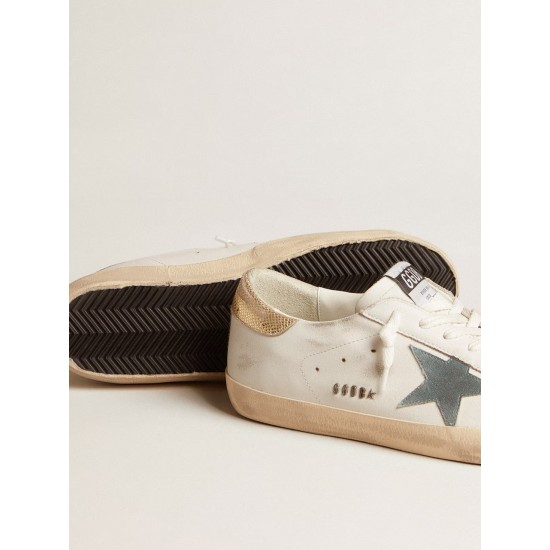 Super-Star with suede star and platinum snake-print leather heel tab Super-Star with suede star and platinum snake-print leather heel tab