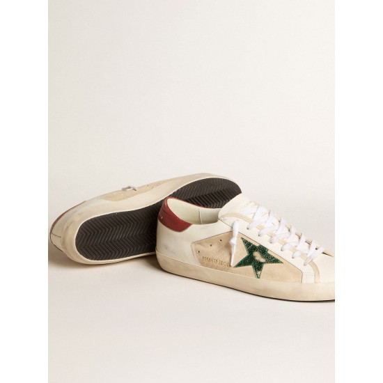 Men's Super-Star LTD in suede with green metallic star and red heel tab Men's Super-Star LTD in suede with green metallic star and red heel tab