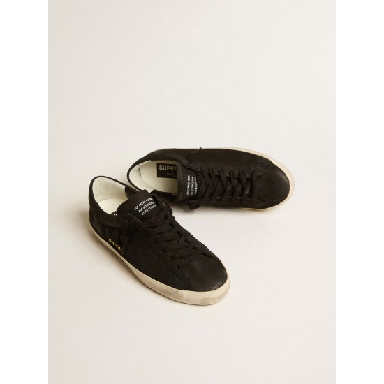 Men's Super-Star in black nubuck with perforated star and black nubuck heel tab Men's Super-Star in black nubuck with perforated star and black nubuck heel tab