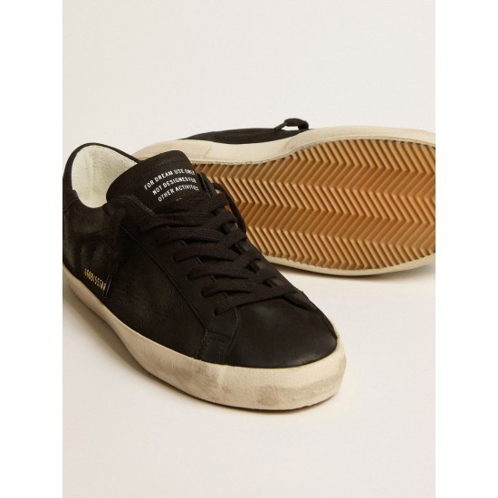 Men's Super-Star in black nubuck with perforated star and black nubuck heel tab Men's Super-Star in black nubuck with perforated star and black nubuck heel tab