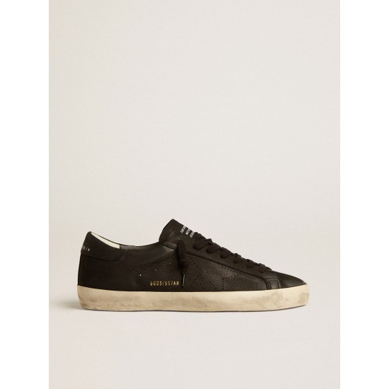 Men's Super-Star in black nubuck with perforated star and black nubuck heel tab Men's Super-Star in black nubuck with perforated star and black nubuck heel tab
