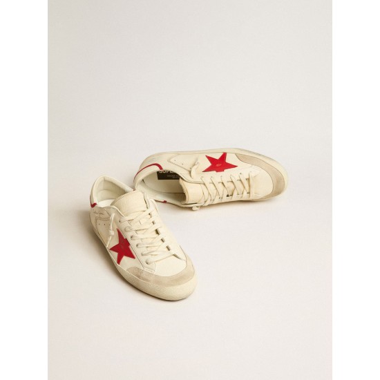 Men's Super-Star LTD in nappa with red leather star and pearl suede toe Men's Super-Star LTD in nappa with red leather star and pearl suede toe