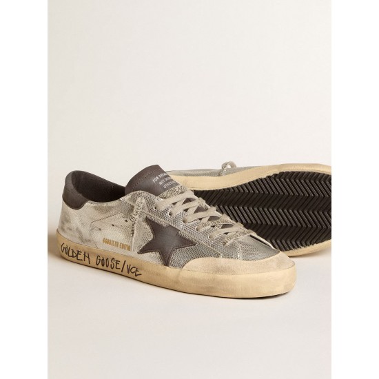 Men's silver Super-Star LTD with black nubuck star and heel tab Men's silver Super-Star LTD with black nubuck star and heel tab