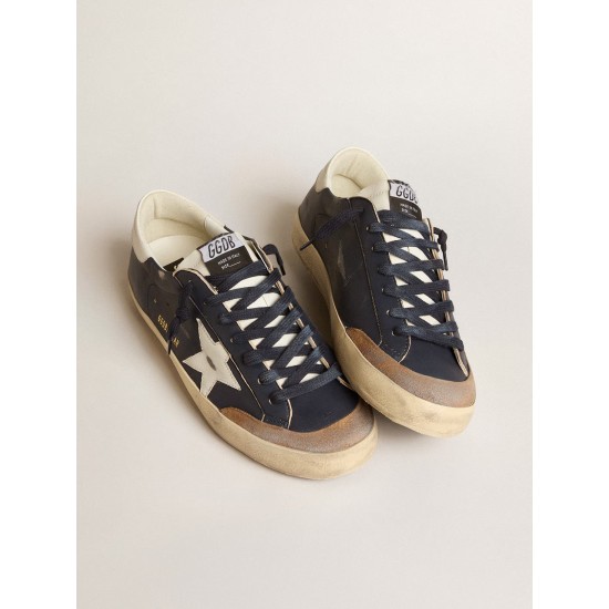 Men's Super-Star in blue nappa leather with white leather star and heel tab Men's Super-Star in blue nappa leather with white leather star and heel tab