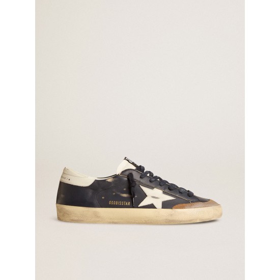 Men's Super-Star in blue nappa leather with white leather star and heel tab Men's Super-Star in blue nappa leather with white leather star and heel tab