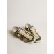 Men's Super-Star LTD in cream mesh and green nappa with nappa star Men's Super-Star LTD in cream mesh and green nappa with nappa star