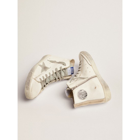 Men's Francy in leather with silver suede star Men's Francy in leather with silver suede star