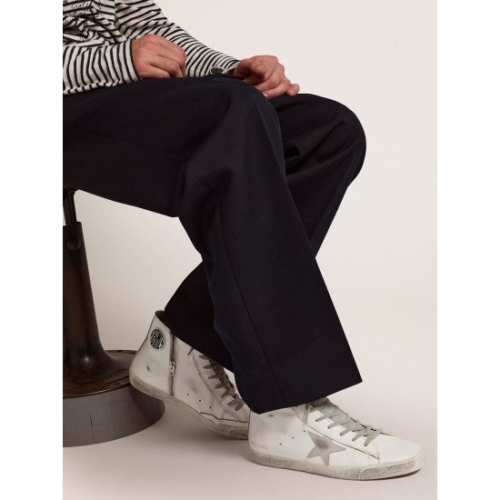 Men's Francy in leather with silver suede star Men's Francy in leather with silver suede star