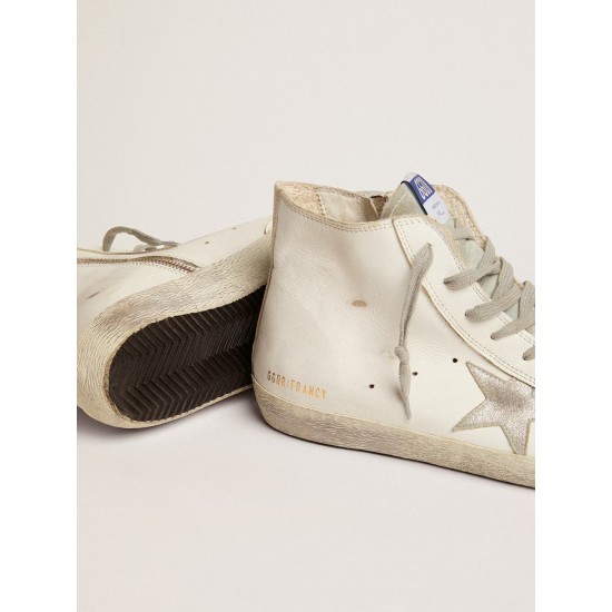 Men's Francy in leather with silver suede star Men's Francy in leather with silver suede star