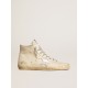 Men's Francy Penstar in white leather with silver metallic leather star Men's Francy Penstar in white leather with silver metallic leather star