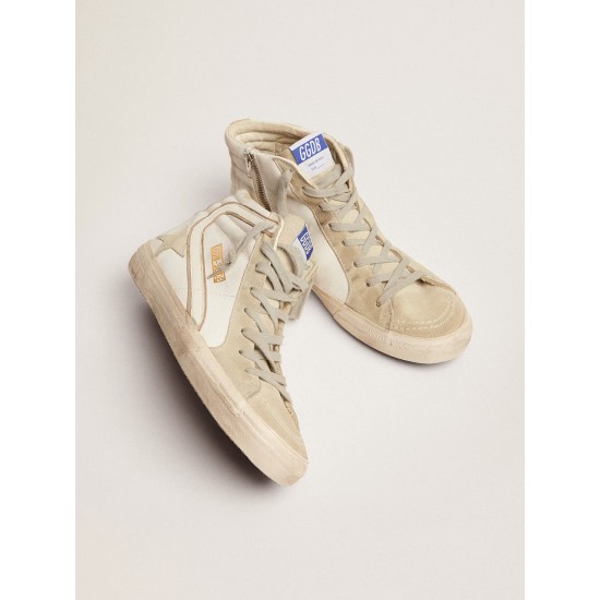 Men's Slide in leather with suede details Men's Slide in leather with suede details