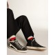 Men's Slide in navy blue denim with star and white flash Men's Slide in navy blue denim with star and white flash