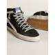 Men's Slide in navy blue denim with star and white flash Men's Slide in navy blue denim with star and white flash