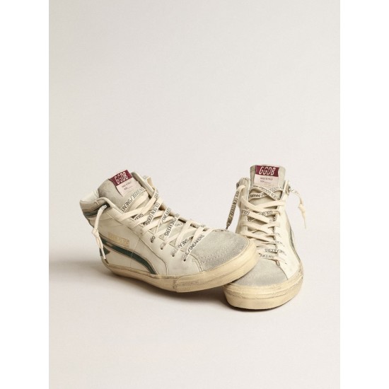 Slide in beige nappa with green laminated leather star and flash Slide in beige nappa with green laminated leather star and flash