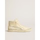 Men's Slide LTD in milk-white nappa with white leather star and flash Men's Slide LTD in milk-white nappa with white leather star and flash