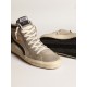 Slide in beige mesh and nylon with blue leather star and flash Slide in beige mesh and nylon with blue leather star and flash
