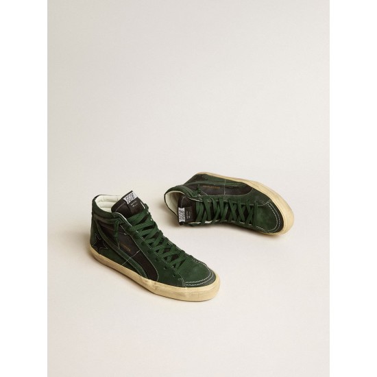 Slide LTD in green suede and black canvas with suede star and flash Slide LTD in green suede and black canvas with suede star and flash